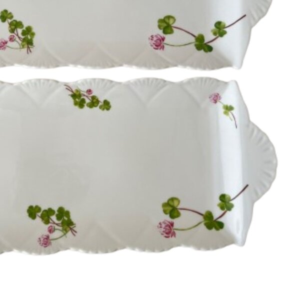 Y2K Shamrock/Clover Design Scalloped Sandwich / Desert Tray By Julia Minasian - Picture 6 of 14